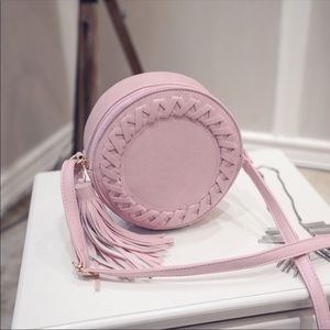 Blush Rose Round Crossbody Stitched Circle Boho